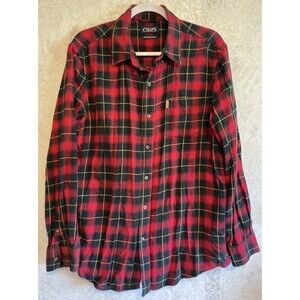 Chaps Performance Button Down Shirt LARGE L MEN Red Plaid